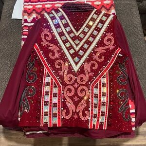 Embellished Red Western Show Vest with shirt and matching pad L/XL